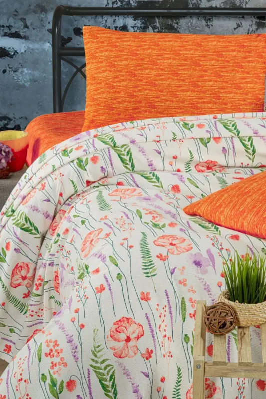 100% Cotton Double Size Bedspread Printed Pique - Spring (8 DIFFERENT PATTERNS)-Spring - 2