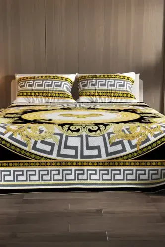 100% Cotton Double Size Pique Set Bedspread Special Weave Medusa-Yellow - 3