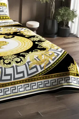 100% Cotton Double Size Pique Set Bedspread Special Weave Medusa-Yellow - 4