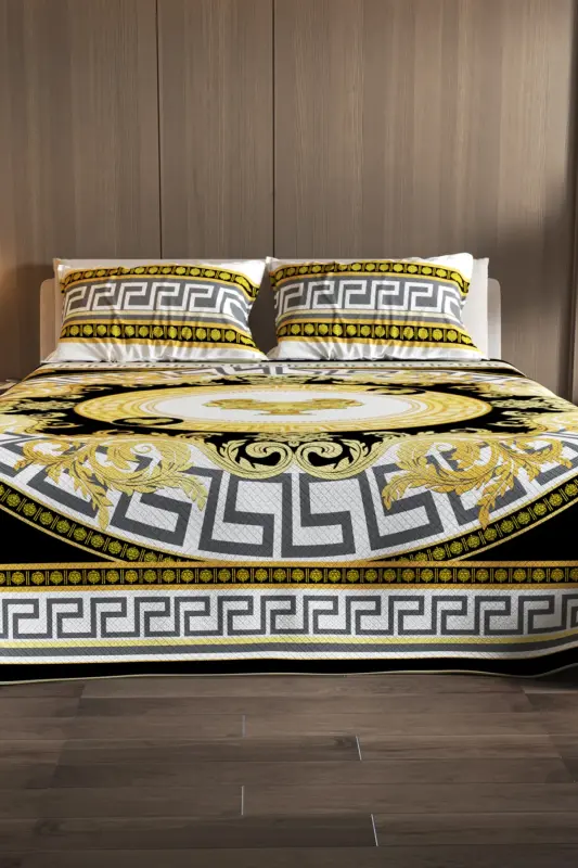 100% Cotton Double Size Pique Set Bedspread Special Weave Medusa-Yellow - 3