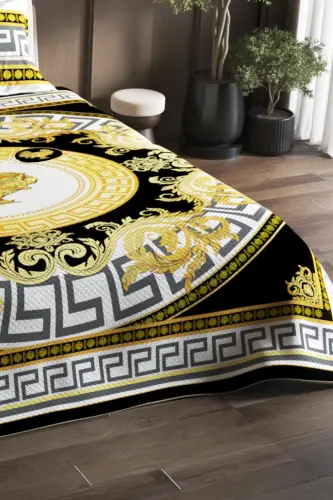 100% Cotton Double Size Pique Set Bedspread Special Weave Medusa-Yellow - 4