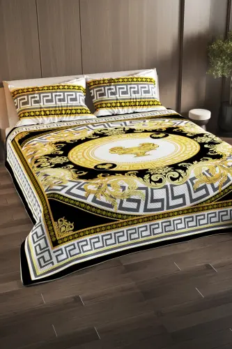 100% Cotton Double Size Pique Set Bedspread Special Weave Medusa-Yellow - MONOHOME (1)
