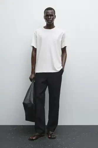 %100 cotton fine t-shirt-CREAM - 3