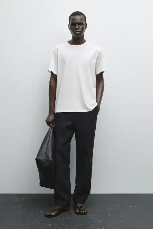 %100 cotton fine t-shirt-CREAM - 3