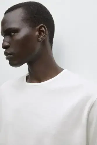 %100 cotton fine t-shirt-CREAM - 4