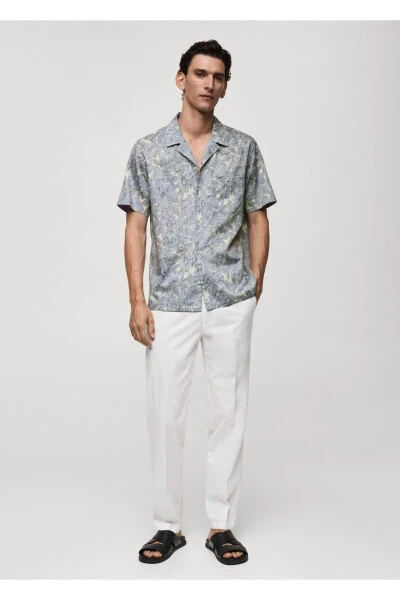 100% Cotton Floral Pattern T-shirt - MANGO MAN (1)