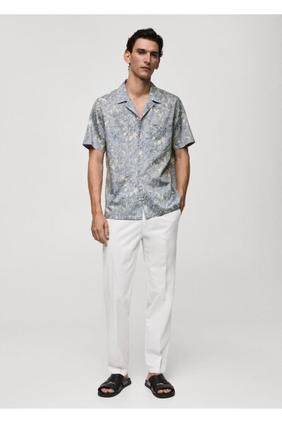 100% Cotton Floral Pattern T-shirt - MANGO MAN (1)