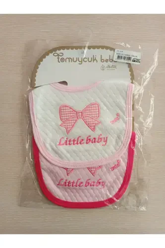 %100 COTTON GIRL BABY BIB & EMBROIDERED 4-PIECE DROOL BIBS BANDANA WITH SNAP FASTENERS - 3