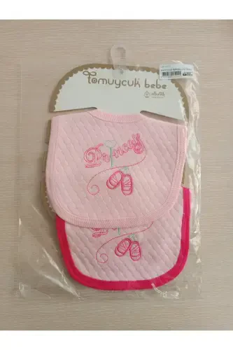 %100 COTTON GIRL BABY BIB & EMBROIDERED 4-PIECE DROOL BIBS BANDANA WITH SNAP FASTENERS - 4