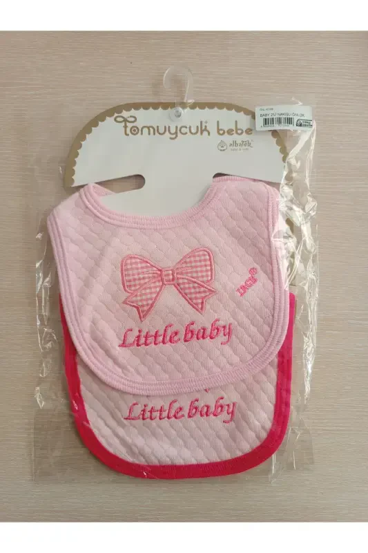 %100 COTTON GIRL BABY BIB & EMBROIDERED 4-PIECE DROOL BIBS BANDANA WITH SNAP FASTENERS - 6