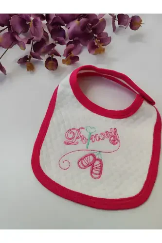 %100 COTTON GIRL BABY BIB & EMBROIDERED 4-PIECE DROOL BIBS BANDANA WITH SNAP FASTENERS - 8