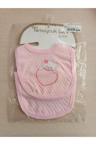 %100 COTTON GIRL BABY BIB & EMBROIDERED 4-PIECE DROOL BIBS BANDANA WITH SNAP FASTENERS - 3