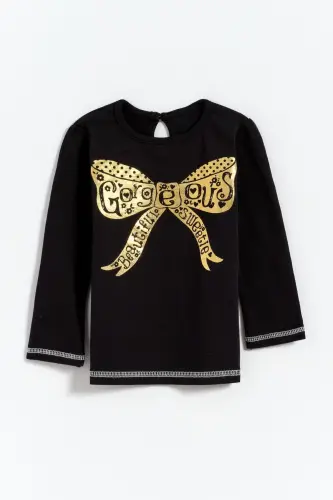100% Cotton Gorgeous Printed Baby Girl T-Shirt - Black - KYRON (1)