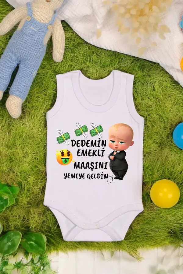 100% Cotton Grandpa Retired His Pension to Eat Printed Soft Tissue Printed Romper & Bodysuit - 1