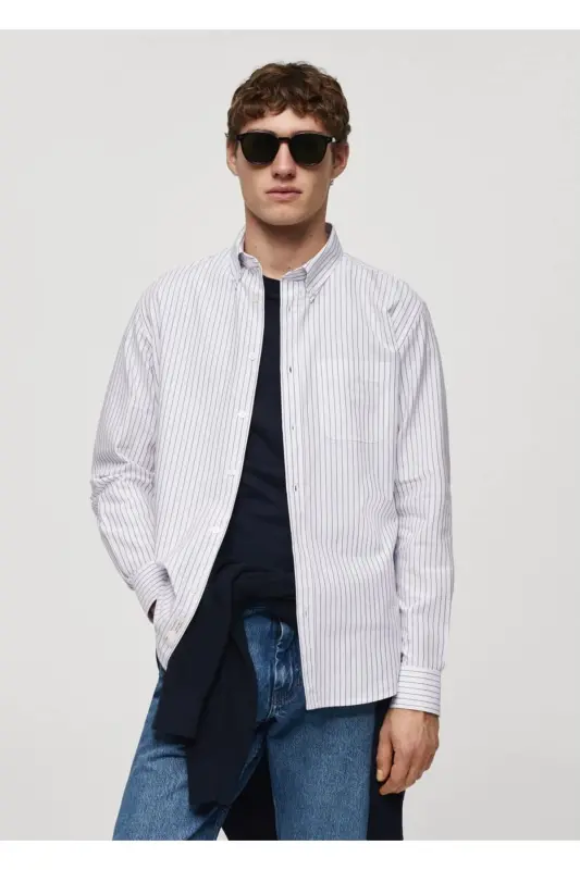 100% cotton kodak striped shirt-White - 1