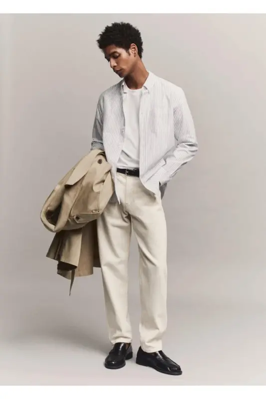 100% cotton kodak striped shirt-White - 6