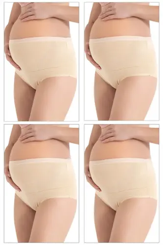 100% Cotton Maternity Panties, Flesh, Pack of 4 - 1