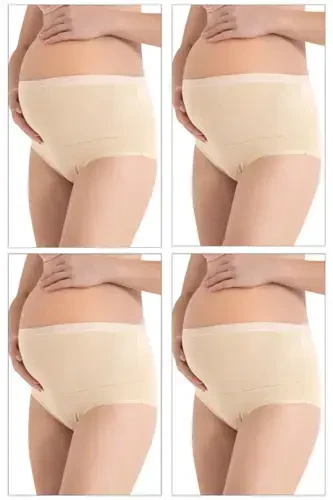 100% Cotton Maternity Panties, Flesh, Pack of 4 - 1