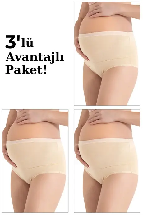 100% Cotton Maternity Panties Skin Tone 3 Pack - 1
