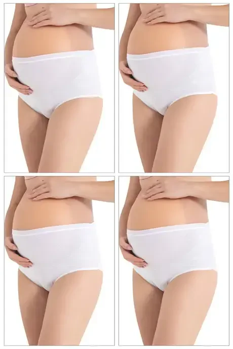 100% Cotton Maternity Thigh Shaper Panties White Pack of 4 - 1