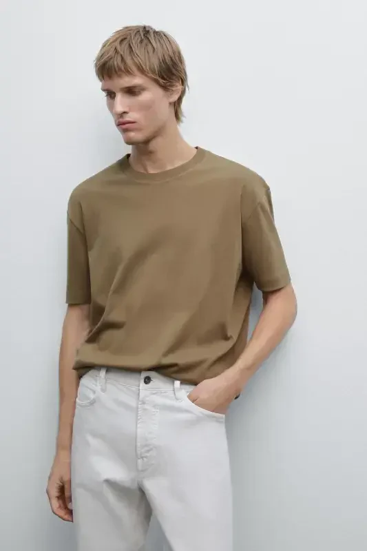 %100 cotton medium thickness t-shirt-Greenish - 2