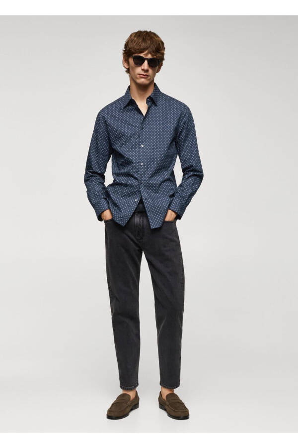 100% Cotton Micro Leaf Patterned Shirt - 2