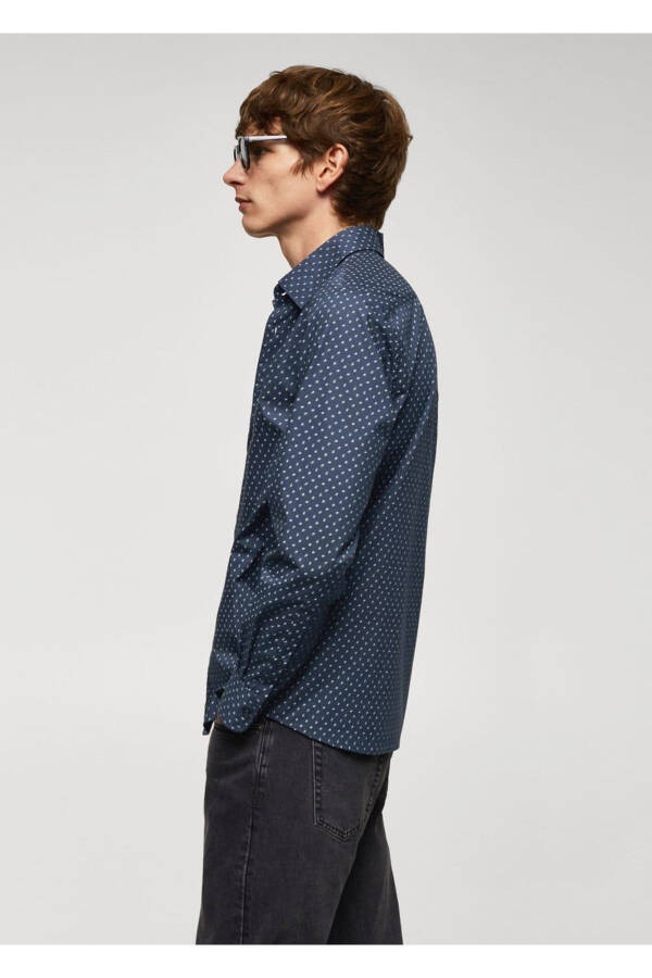 100% Cotton Micro Leaf Patterned Shirt - 5