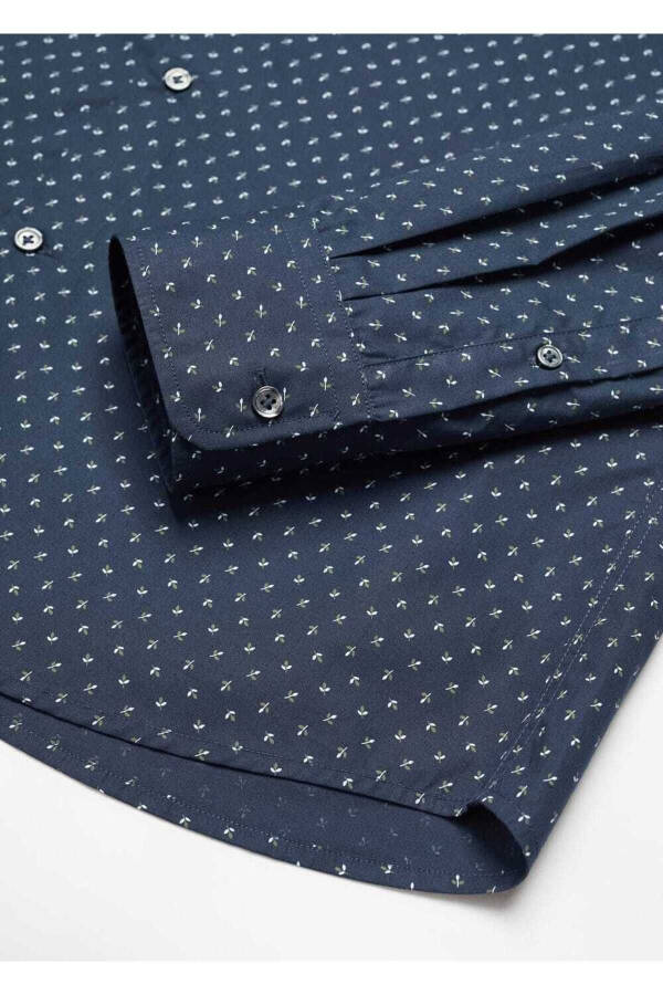 100% Cotton Micro Leaf Patterned Shirt - 6