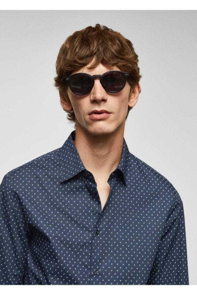 100% Cotton Micro Leaf Patterned Shirt - 7