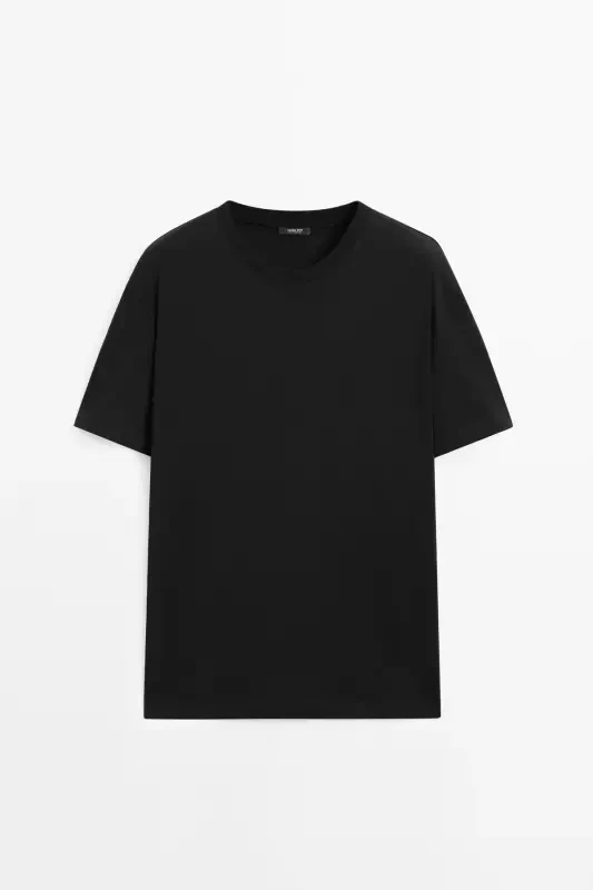 100% cotton mid-weight t-shirt-BLACK - 1