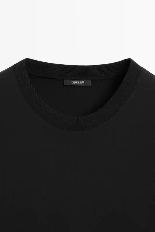 100% cotton mid-weight t-shirt-BLACK - 2