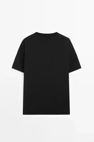 100% cotton mid-weight t-shirt-BLACK - 4