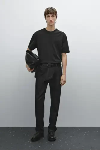 100% cotton mid-weight t-shirt-BLACK - 5