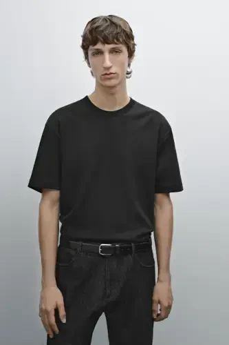 100% cotton mid-weight t-shirt-BLACK - 6