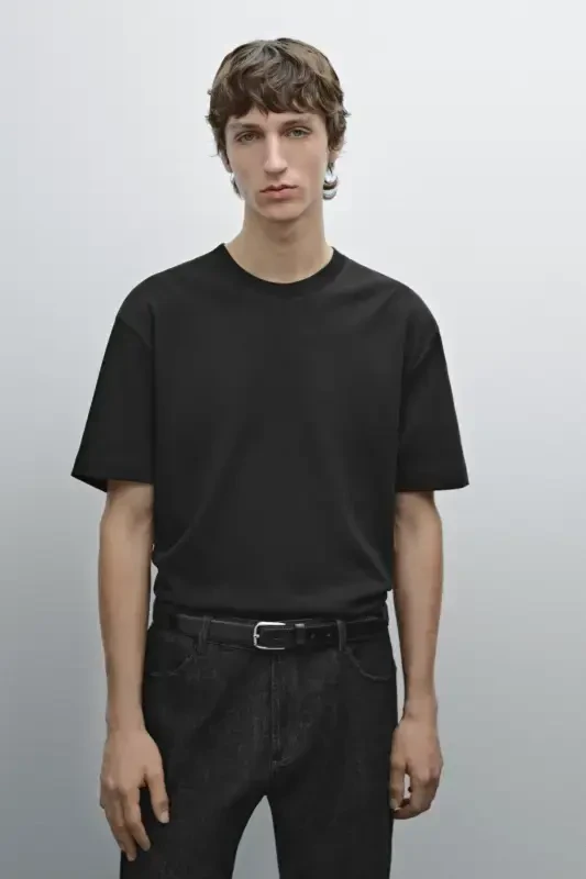100% cotton mid-weight t-shirt-BLACK - 6