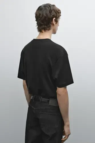 100% cotton mid-weight t-shirt-BLACK - 7