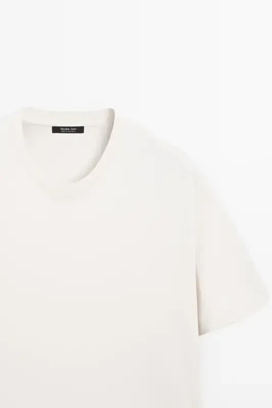 %100 cotton mid-weight t-shirt-Cream - 2