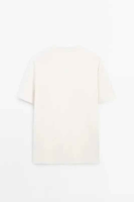 %100 cotton mid-weight t-shirt-Cream - 4