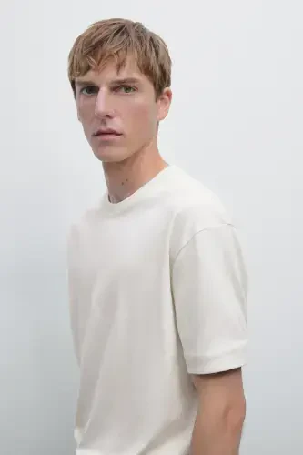 %100 cotton mid-weight t-shirt-Cream - 7