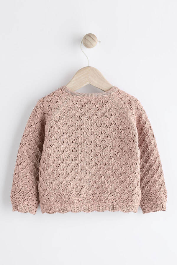 100% Cotton Pink Knit Baby Cardigan - 2