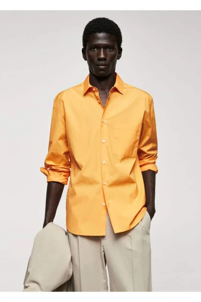 100% cotton pocket shirt - MANGO MAN