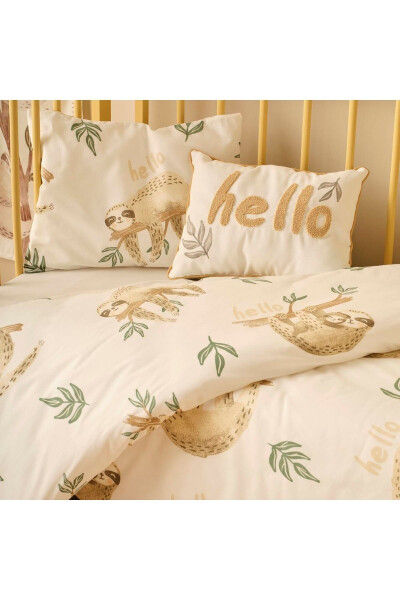 100% Cotton Ranforce Sloth Baby Bedding Set Beige (100x150 cm.) - 3