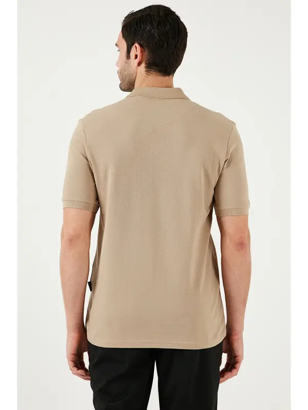 % 100 Cotton Regular Fit Buttoned Men's Polo Neck T-Shirt 5902127-Beige - 7