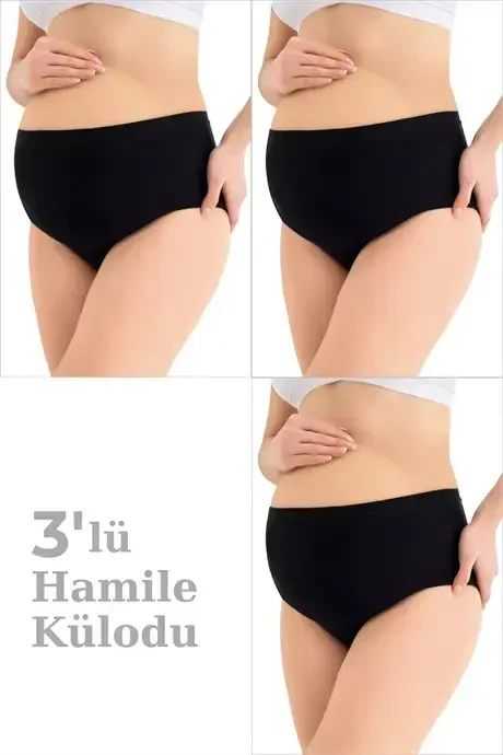 100% Cotton (SEAMLESS) Maternity Panties Black Soft Touch Elastic 3-Pack - 1