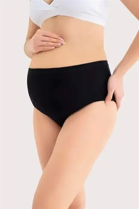 100% Cotton (SEAMLESS) Maternity Panties Black Soft Touch Elastic 3-Pack - 3