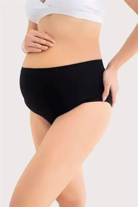 100% Cotton (SEAMLESS) Maternity Panties Black Soft Touch Elastic 3-Pack - 5