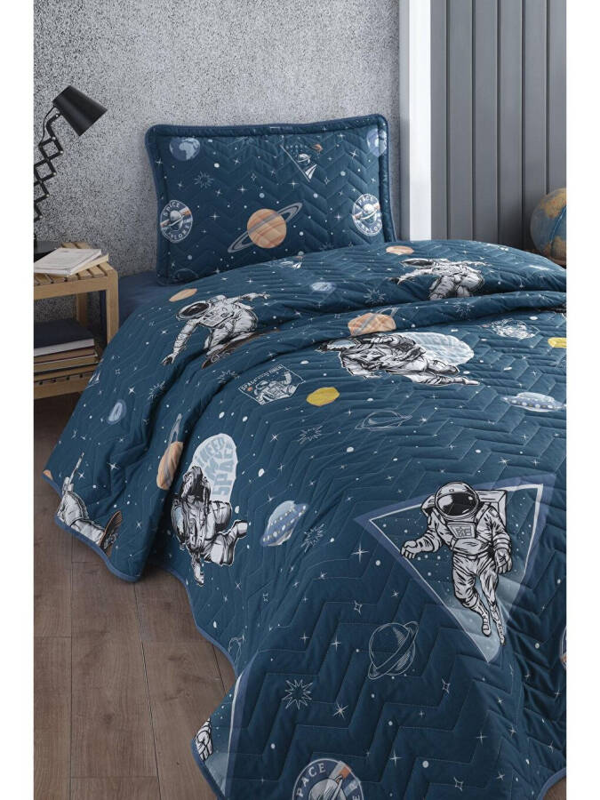 100% Cotton Single Bedspread Set Galaxy Navy - 1