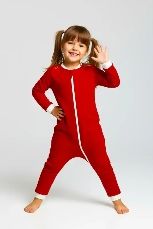 100% Cotton Sleeping Bag Baby and Kids Winter Baby Sleeping Bag - 1.5 Tog, Zippered, Long Rib-Red - 1