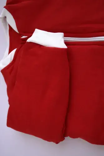 100% Cotton Sleeping Bag Baby and Kids Winter Baby Sleeping Bag - 1.5 Tog, Zippered, Long Rib-Red - 7