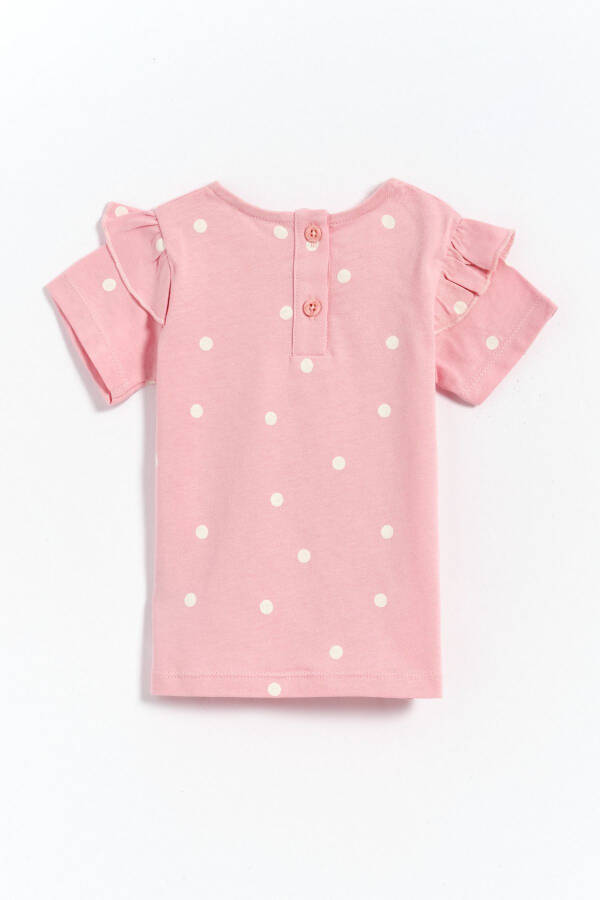 100% Cotton Sleeved Polka Dot Baby Girl T-Shirt - Pink - 6